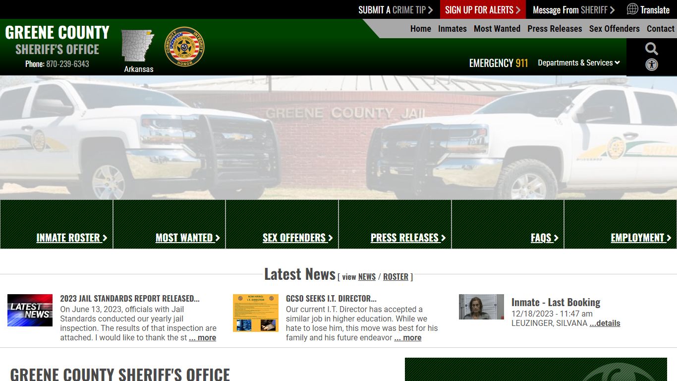 Inmate Roster - Greene County AR Sheriff's Office